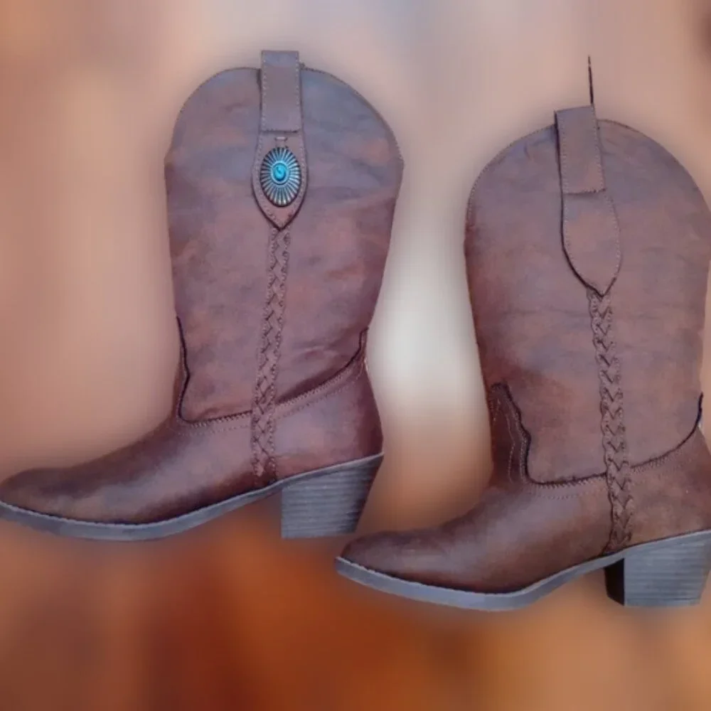 Sugar Terner Brown Western Cowgirl Charm Boots Size 6 | Excellent!! - Picture 4 of 4